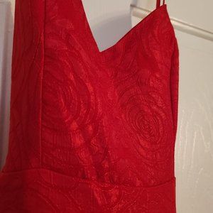 Red mini strapless dress